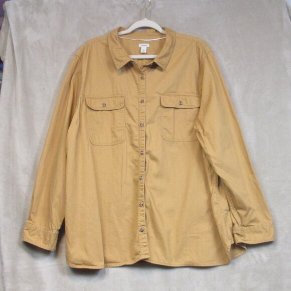 L.L.Bean Women's Chamois Cotton Button Up Shirt Mustard Yellow Outdoor Size 3X - Picture 1 of 11